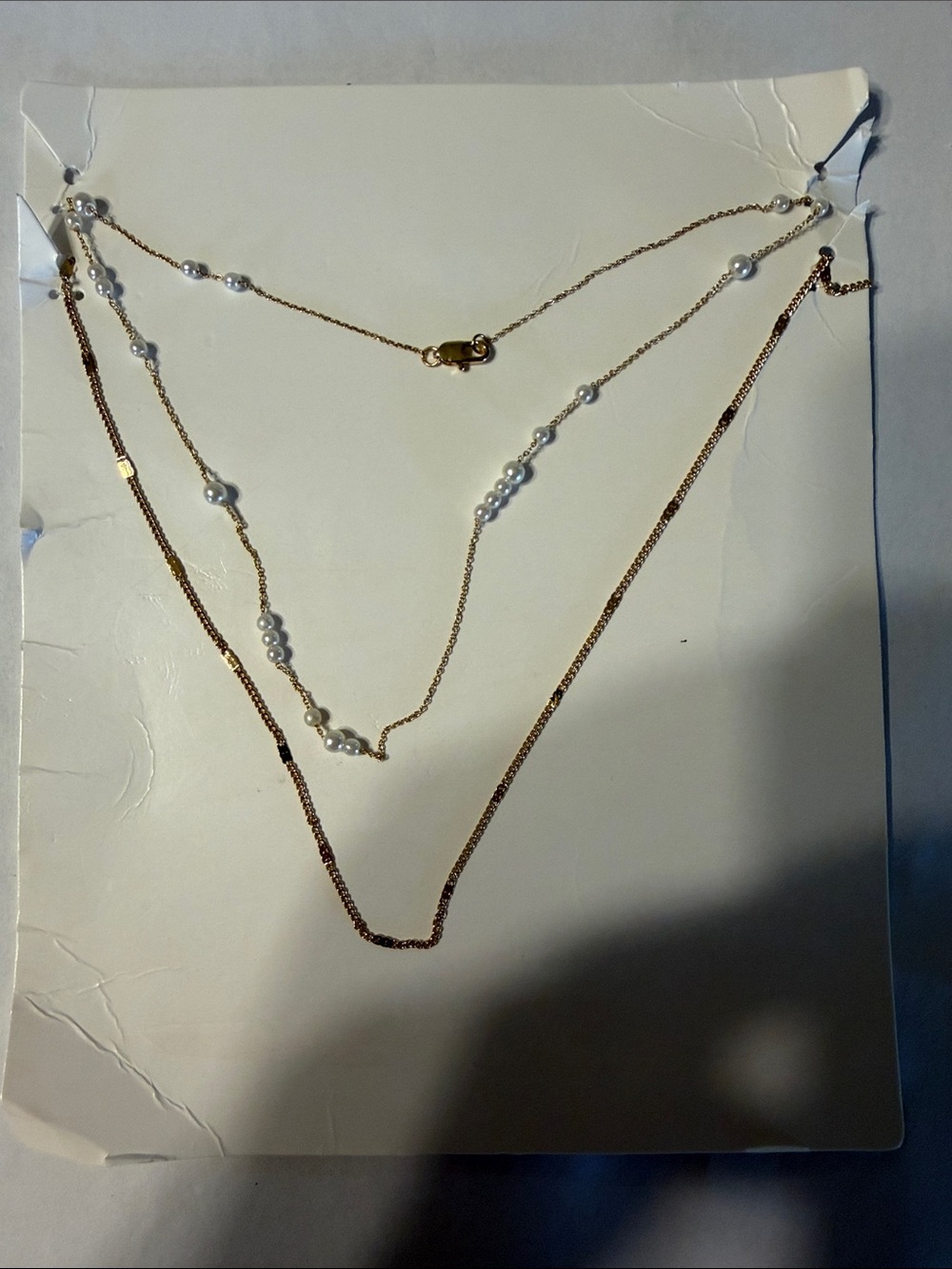 Zara Gold Layered Necklace with White Pearls